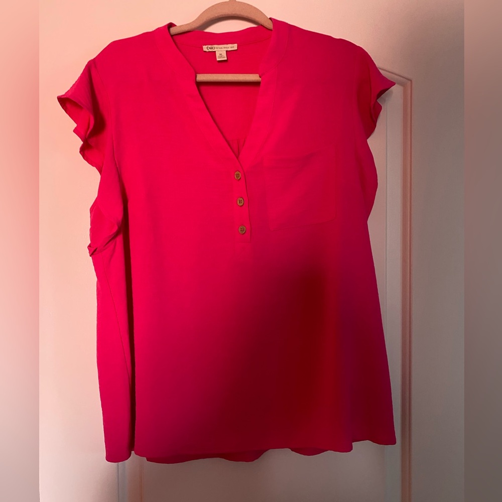 Cato Fuchsia Button-Front Blouse